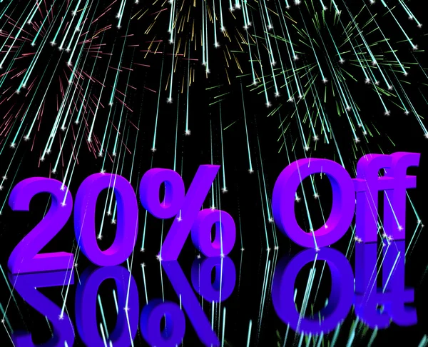 Tűzijáték eladó húsz százalékos engedményt mutatja — Stock Fotó