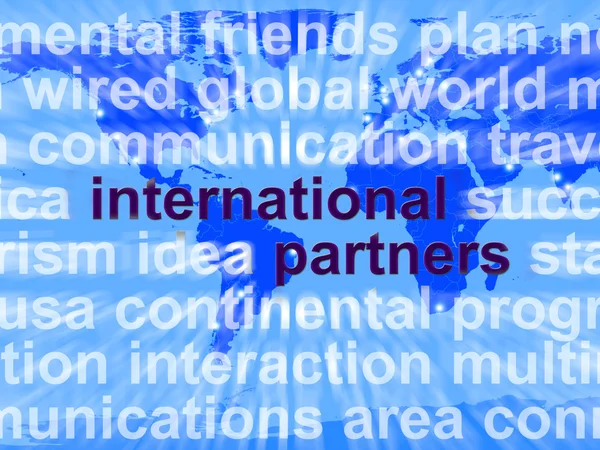 Mezinárodní partneři slova na mapě zobrazující globalizace a gl — Stock fotografie