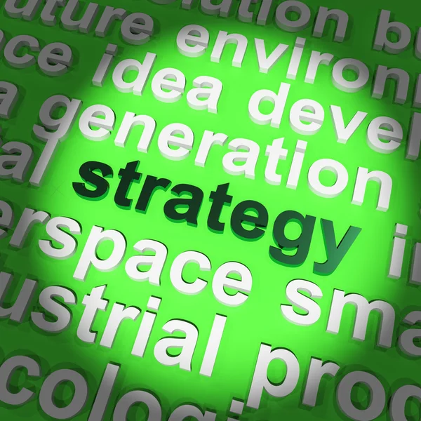Słowo strategii planowania i wizję, aby osiągnąć cel — Zdjęcie stockowe