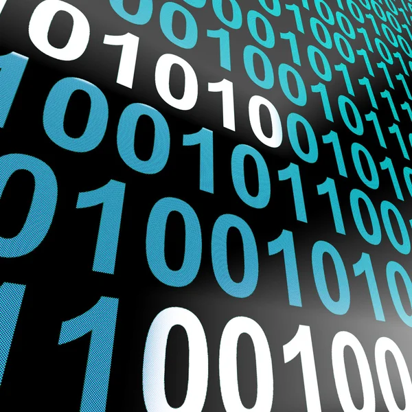 Código binario en la pantalla del ordenador que muestra la tecnología y la informática — Foto de Stock