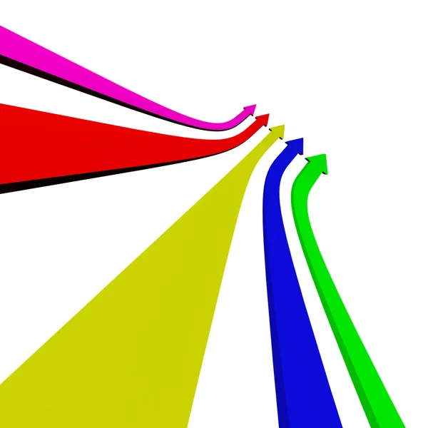 Gruppo di frecce multicolore che puntano verso l'alto con Copyspace Sh vuoto — Foto Stock