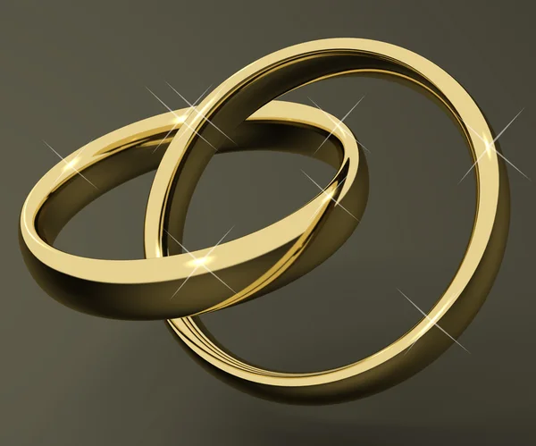 Gold Rings Representing Love Valentines And Romance — Stock Photo, Image