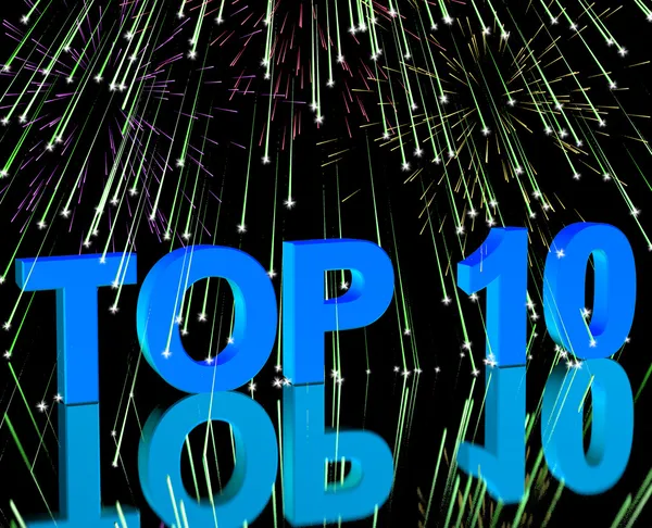 Top Ten Word And Fireworks Showing Best Rated In Charts — Stock Photo, Image