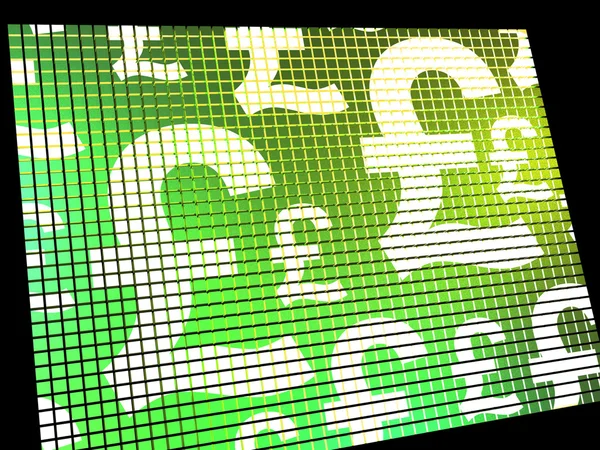 Pound Symbols On Screen Showing Money And Investment — Stock Photo, Image