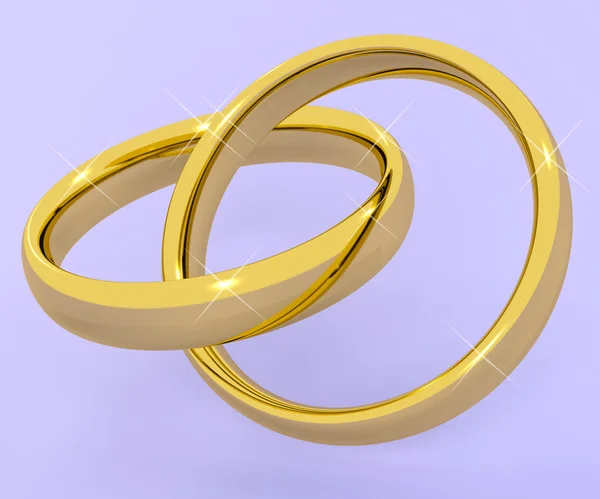 Gold Rings Representing Love Valentine And Romance — Stock Photo, Image