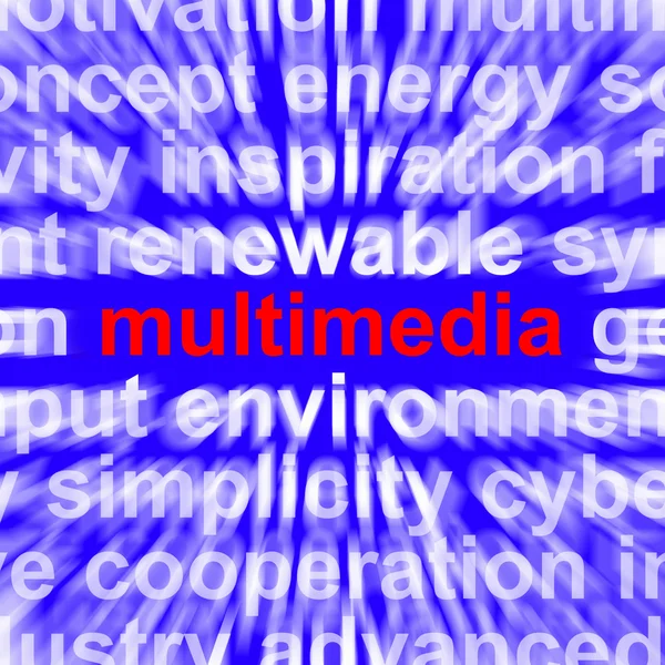 Multimediální slovo zobrazeno digitální technologie pro filmy a broadc — Stock fotografie