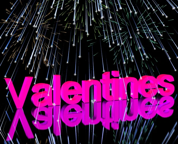 San Valentín Palabra y fuegos artificiales que muestran amor Romance y San Valentín — Foto de Stock