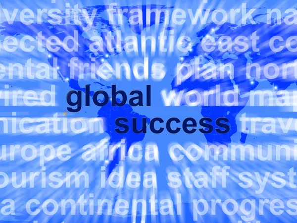 Palavras de Sucesso Global Mostrando Globalização e Crescimento de Negócios W — Fotografia de Stock