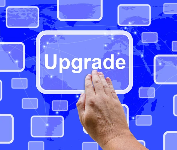 Upgrade Button Showing Software Updates To Fix Applications — Stock Photo, Image