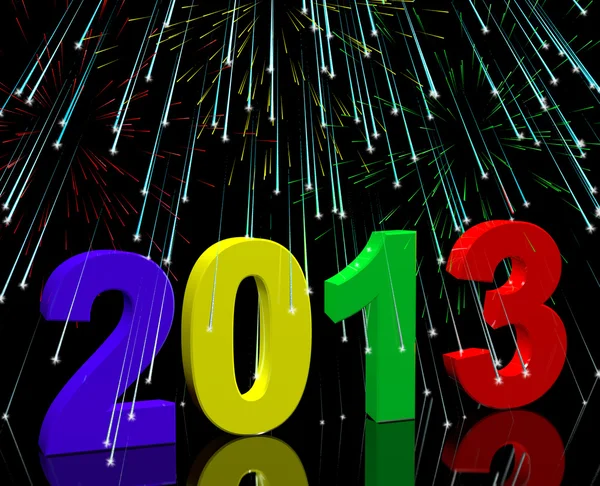 2013 mit einem Feuerwerk für das Jahr zweitausenddreizehn — Stockfoto