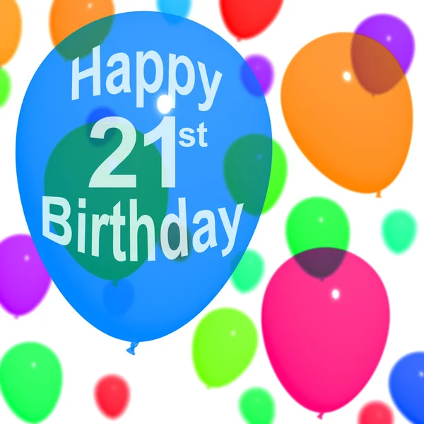 Multicolored Balloons For Celebrating An 21st or Twenty First Bi — Stock Photo, Image