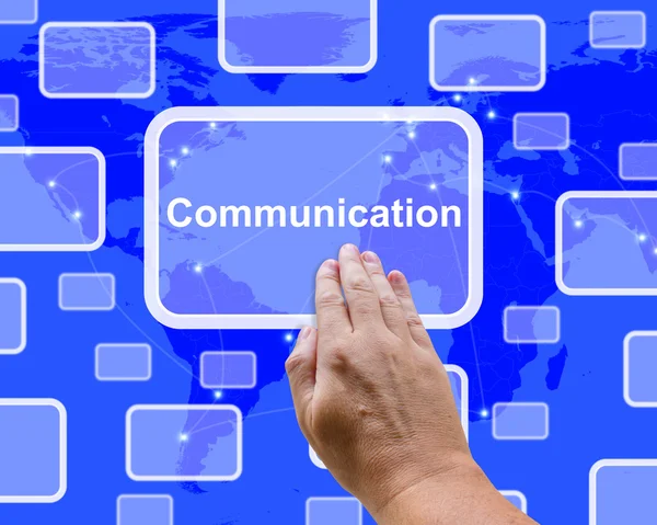 Slovo komunikace na mapku celosvětové sítě — Stock fotografie
