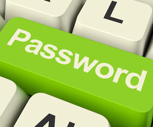 Password Computer Key In Green Showing Permission And Security — Stock Photo, Image