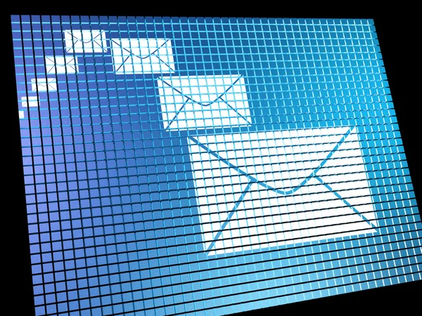 Sobres de correo electrónico que se reciben en la pantalla de la computadora mostrando Emaili —  Fotos de Stock