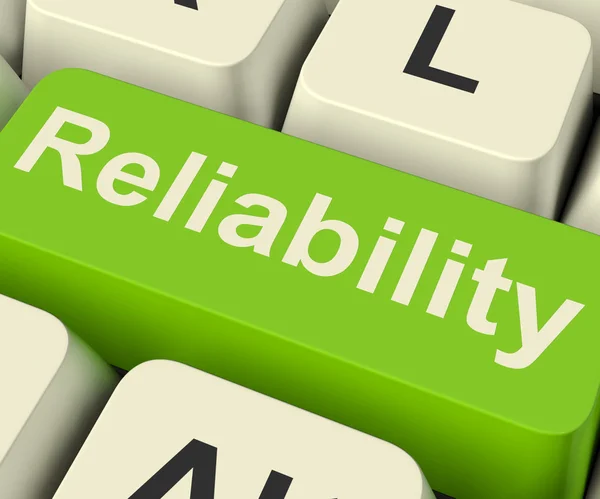 Reliability Computer Key Showing Certain Dependable Confidence — Stock Photo, Image
