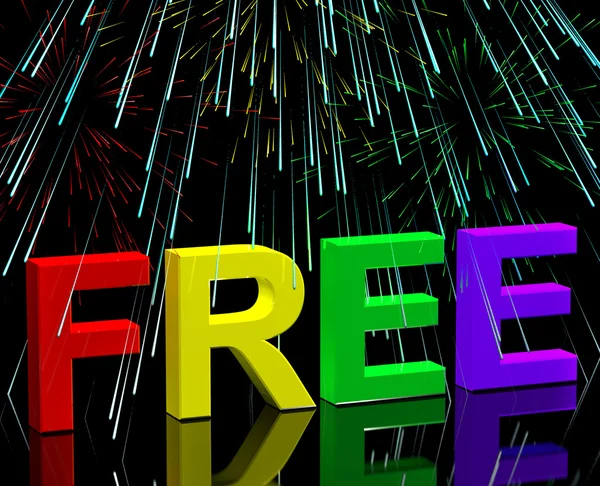 Palavra livre e fogos de artifício mostrando Freebie e Promo — Fotografia de Stock