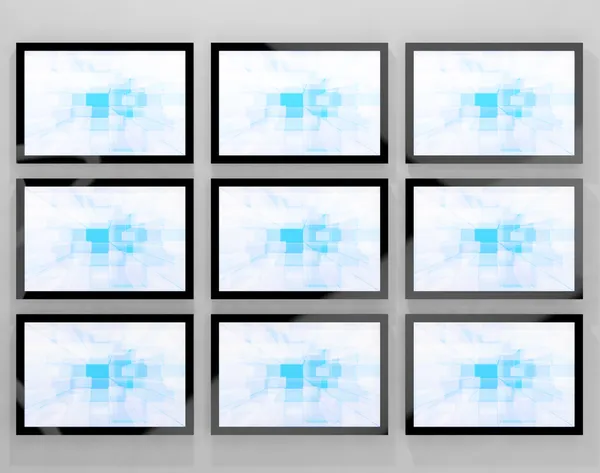 TV Monitors Wall Mounted Mewakili Televisi Definisi Tinggi — Stok Foto