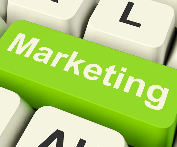 Online-Marketing-Schlüssel können Blogs Websites Social Media und emai sein — Stockfoto