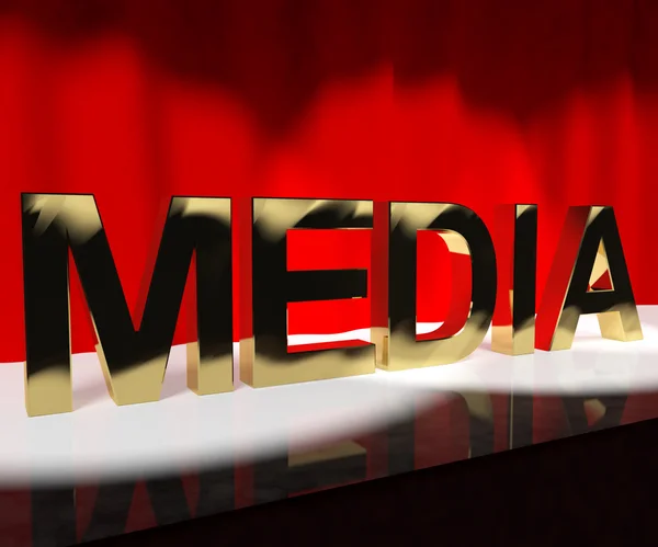Media Word On Stage Showing Advertising Outlets Or Broadcasting