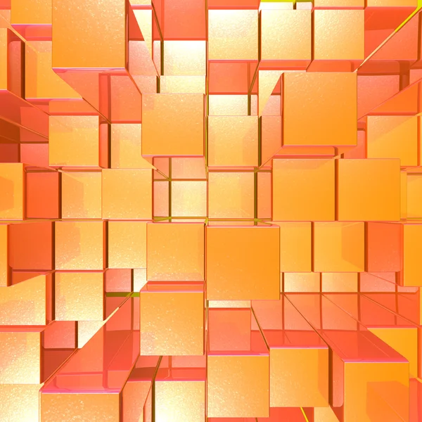 Bright Glowing Red And Orange Background With Artistic Cubes Or — Stock Photo, Image