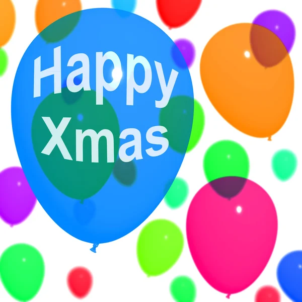 Balloons In The Sky With Happy Xmas — Stock Photo, Image