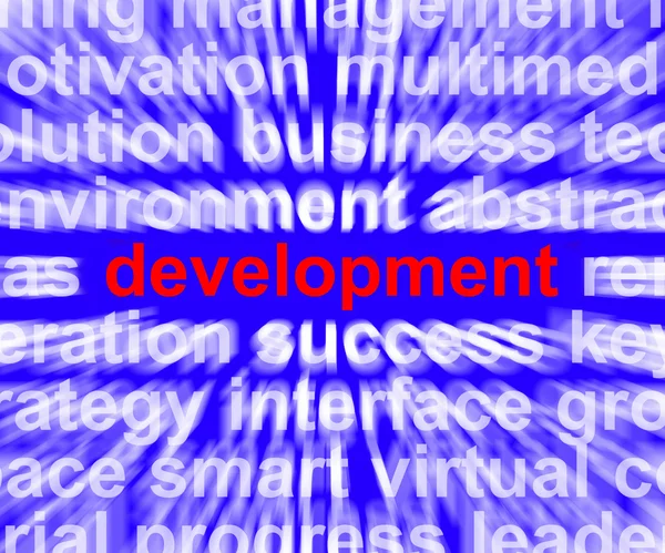 Utveckling word visar förbättring befordran och tillväxt — Stockfoto