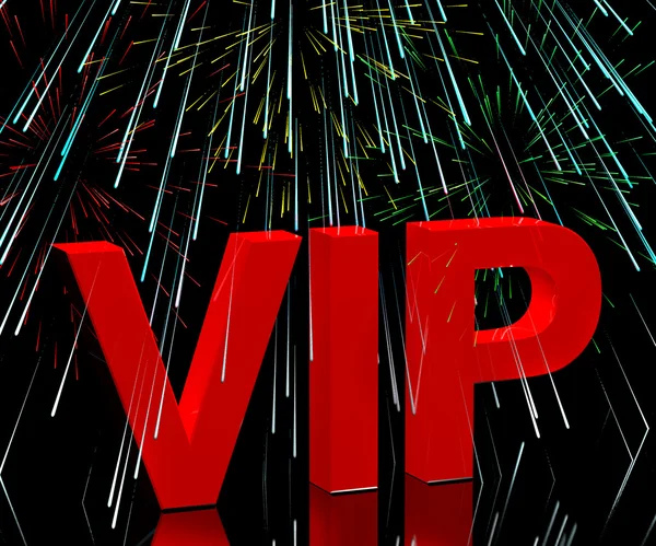 VIP λέξη με πυροτεχνήματα δείχνουν κόμμα διασημότητα ή εκατομμυριούχος — Φωτογραφία Αρχείου