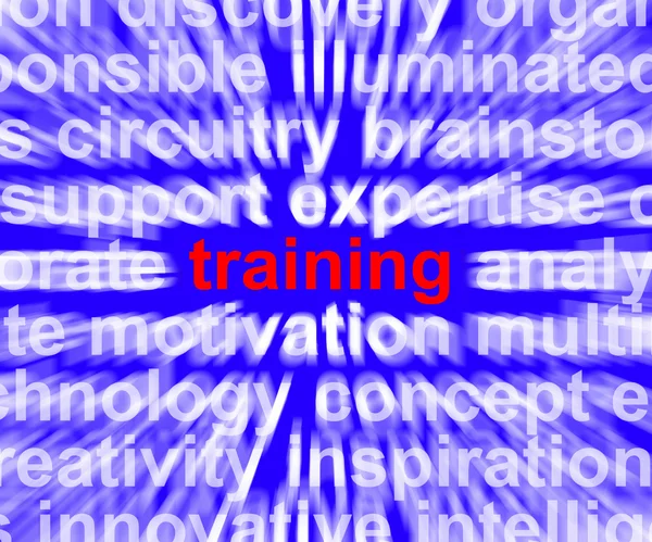 Palavra de treinamento mostrando habilidades aprendendo a partir de seminário ou Instructio — Fotografia de Stock