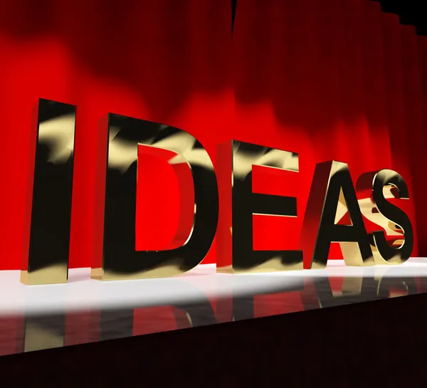 Ideeën woord op het podium concepten creativiteit tonen of handelen — Stockfoto