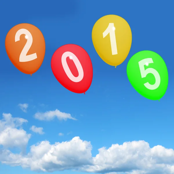 2015 på ballonger som representerar år två tusen och femton cele — Stockfoto