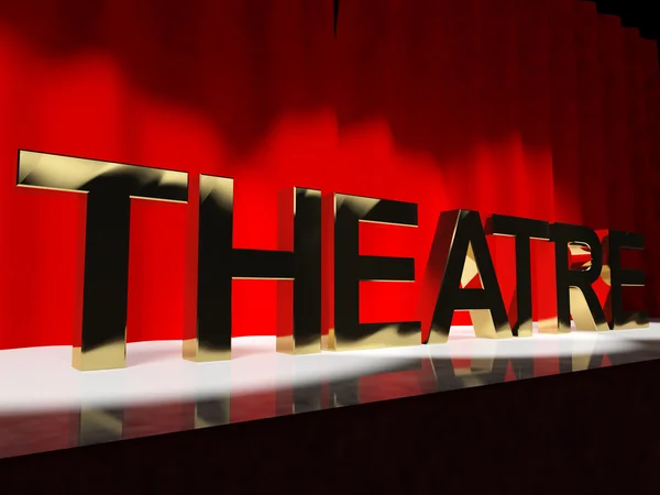 Theater woord op het podium die broadway vertegenwoordigt het west end en de wet — Stockfoto
