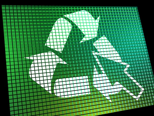 A tela do computador do ícone da reciclagem mostra a reciclagem e Eco amigável — Fotografia de Stock