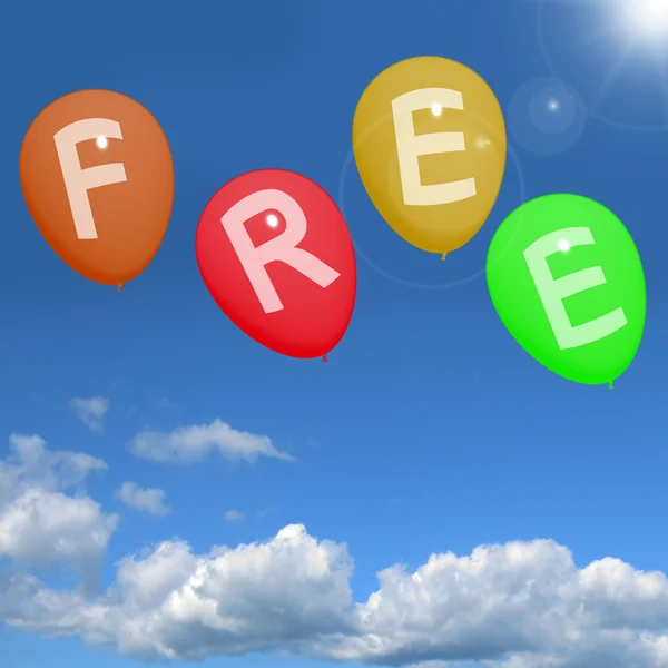 Gökyüzü yazım ücretsiz freebies ve promosyonlar gösterilen balonlarda — Stok fotoğraf