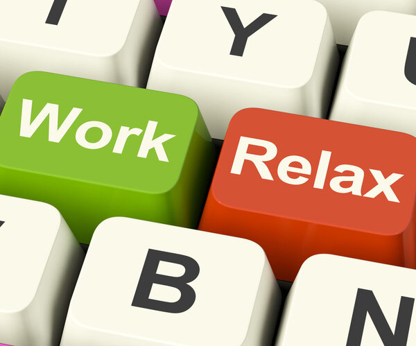 Work Relax Keys Showing Decision To Take A Break Or Start Retire