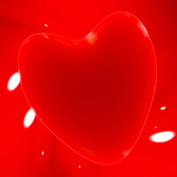 Rött hjärta på en glödande bakgrund visar kärlek romantik och Valenti — Stockfoto