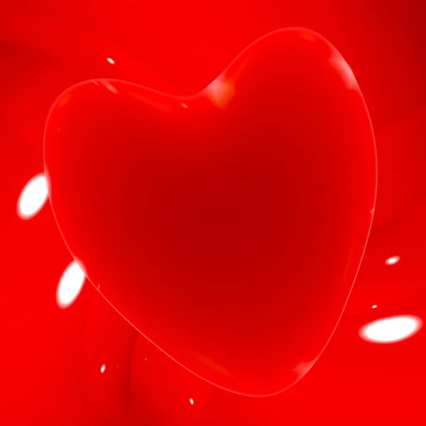 Red Heart On A Glowing Background Showing Love Romance And Valen — Stock Photo, Image