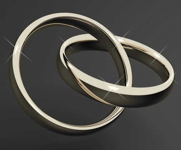 Prata ou anéis de ouro branco representando o amor Valentines e Roma — Fotografia de Stock