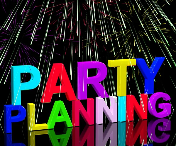 Party Planning Words Showing Birthday or Anniversary Celebration — стоковое фото
