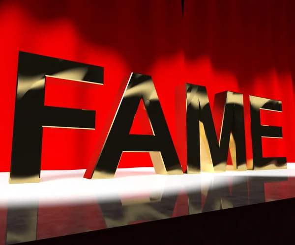 Fame Word On Stage Meaning Celebrity Recognition And Being Famou — Stock Photo, Image