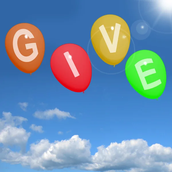 stock image Give Word On Balloons Showing Charity Donations And Generous Ass