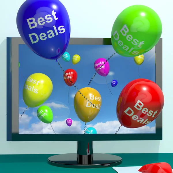 Beste aanbiedingen ballonnen van computer vertegenwoordigen koopjes of disco — Stockfoto