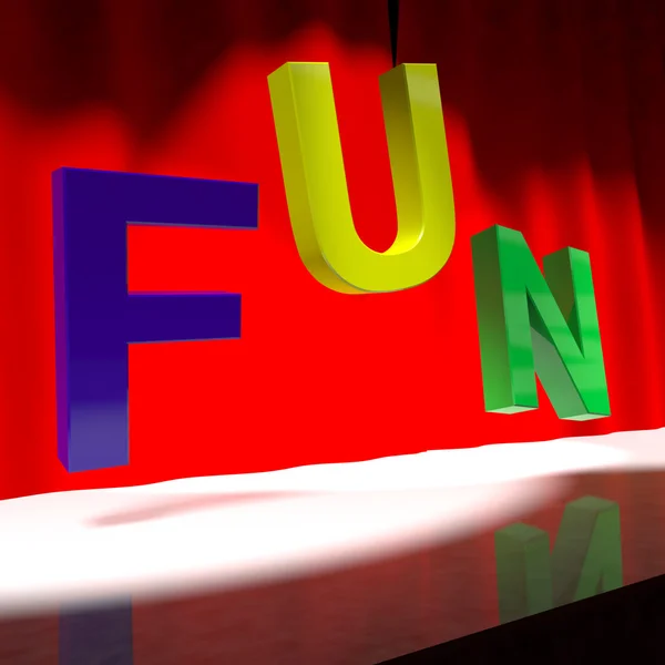Palavra divertida no palco para alegria e felicidade — Fotografia de Stock