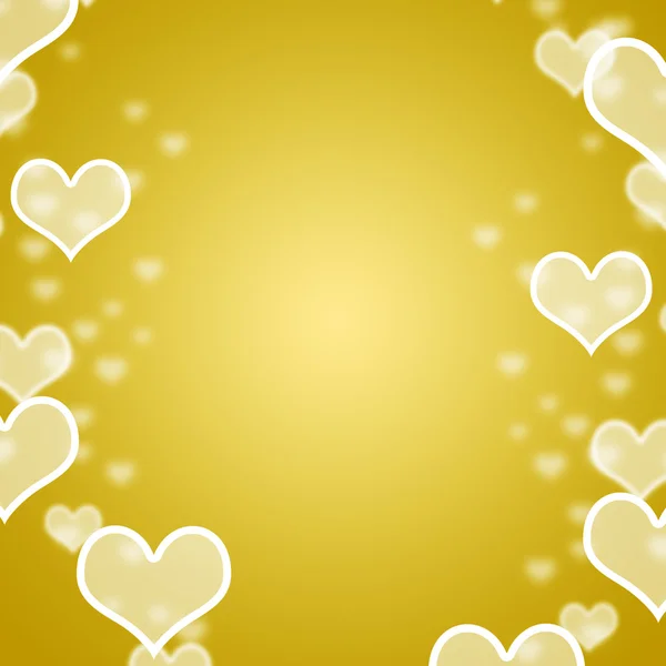 Žlutá srdce bokeh pozadí s prázdnou copyspace ukazuje lásku — Stock fotografie