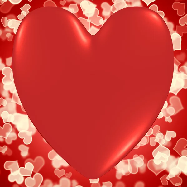 Cuore con cuori rossi sfondo Bokeh che mostra San Valentino e Lo — Foto Stock