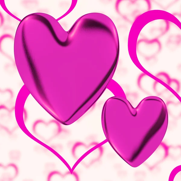 紫红色的心心背景显示在爱的浪漫和罗姆人 — 图库照片