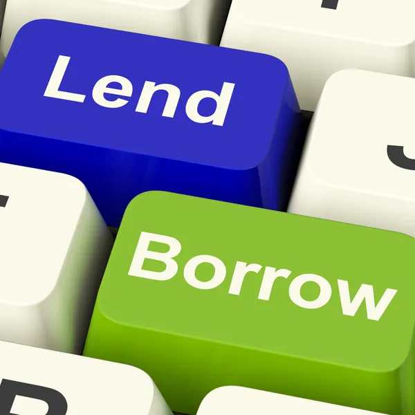 Půjčovat a půjčovat si klíče ukazující poskytnutí nebo přijetí půjčky na interne — Stock fotografie