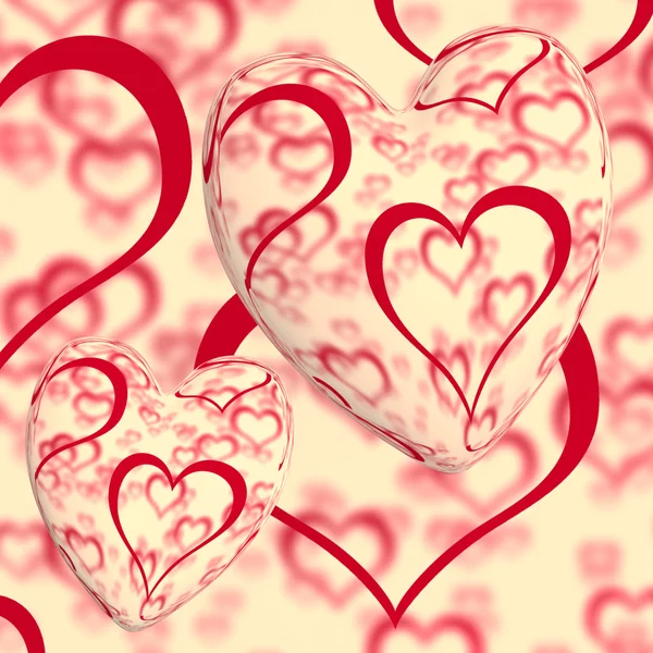 Red Hearts Design On A Heart Background Showing Love Romance And — Stock Photo, Image