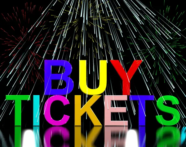 Buy Tickets Words With Fireworks Showing Concert Or Festival Adm — Stock Photo, Image