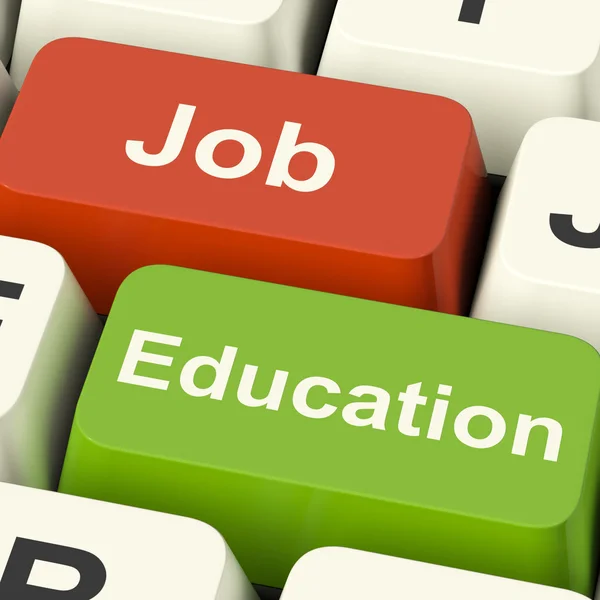 Jobb och utbildning datornycklar visar val av arbets- eller stu — Stockfoto