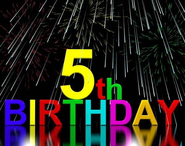 Vijfde of 5e verjaardag gevierd met vuurwerk — Stockfoto